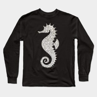 Silver Faux Glitter Seahorse Long Sleeve T-Shirt